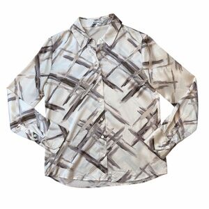 Reformation Silk Abstract Pattern Button-Up Shirt